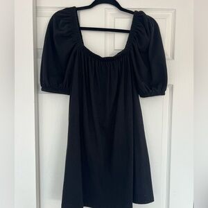 H&M Puff Sleeve Cotton Black Dress